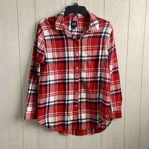 Gap Red Blue Plaid Flannel Button Shirt Size Small NWT